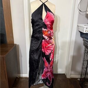 Chic Backless Black and Pink Dress